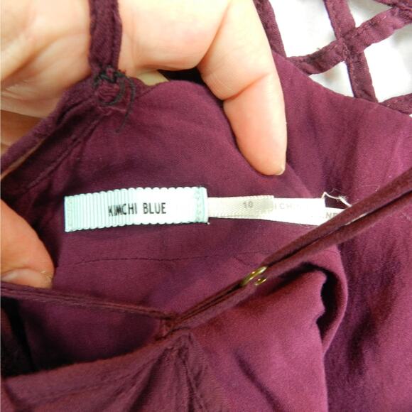 Urban Outfitters Romper Size‎ 10 Burgundy Kimchi Blue Tie Back Minimalist Boho - Picture 8 of 11